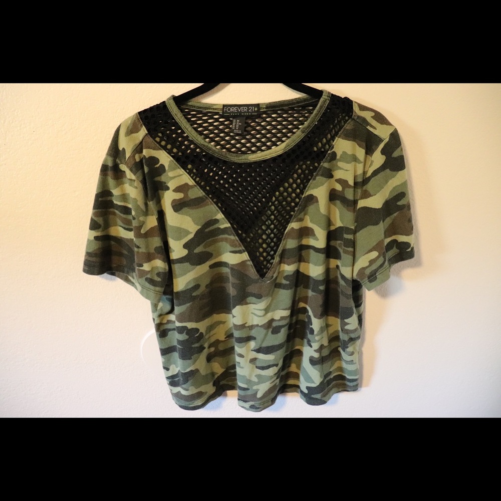 Forever 21 camo/mesh crop top